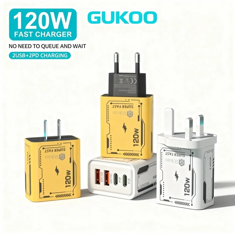 GUKOO - Charger 40W Fast Charging Multi USB Dilengkapi Dengan 4 USB Port Dual USB Dual TYPE C Original